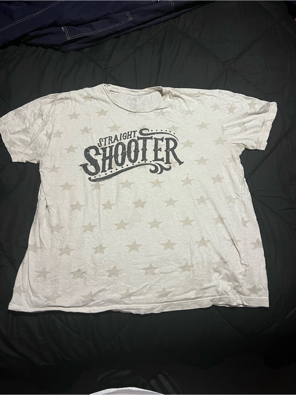 Hollister White Tee with Gray 'Straight Shooter' Graphic